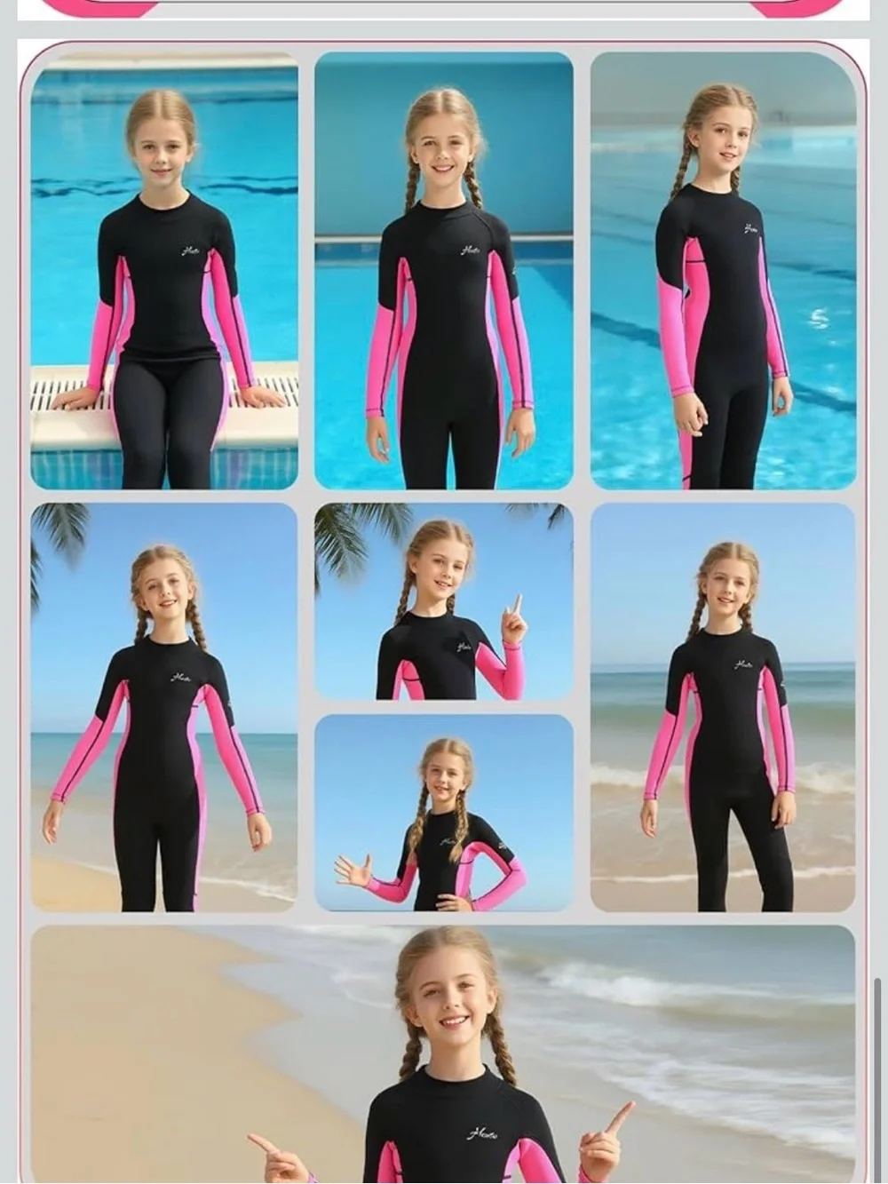 Kids Wetsuit for Girls 3/2mm Neoprene Wet Suit Full Thermal Swimsuit 1220/bb6-2